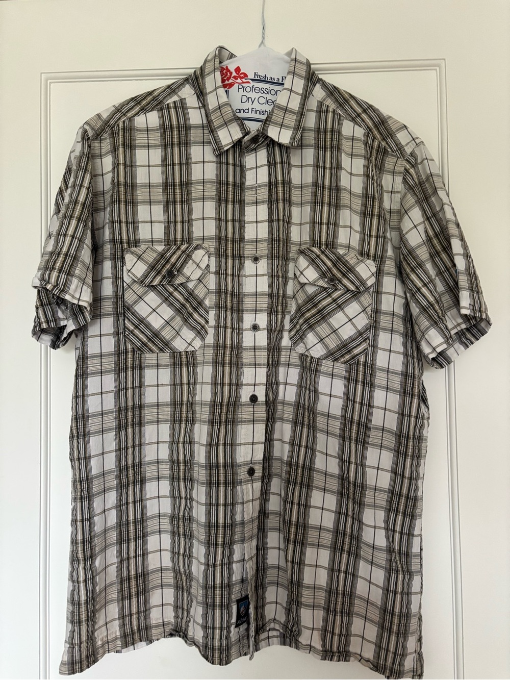 Kuhl Men's Short-Sleeve Plaid Button-Down Shirt - White & Brown